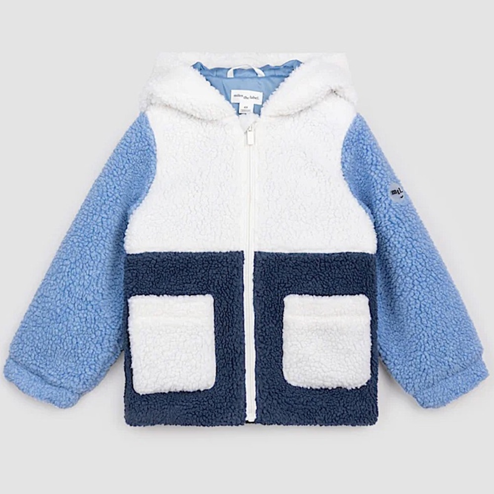NWT Miles the Label (from Bloomingdales) Boys Hooded Color Block‎ Sherpa Jacket